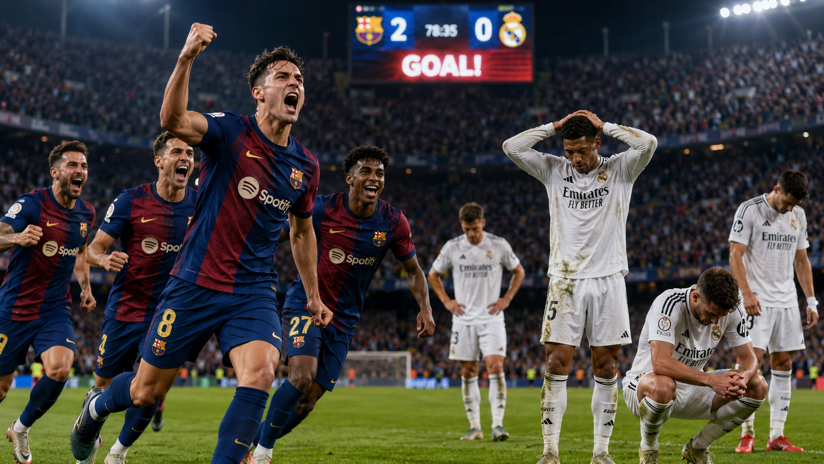 Players reacting during a live sports match as momentum shifts quickly between teams