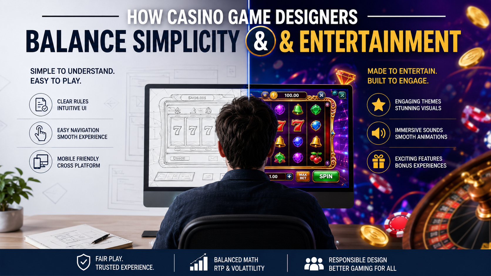 Casino game designers balancing simplicity and entertainment in online casino games